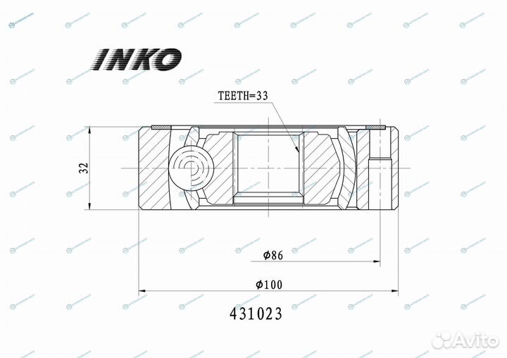 431023 шрус внутренний 33 правлев