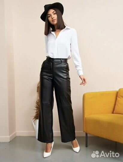 Кожаные брюки женские S