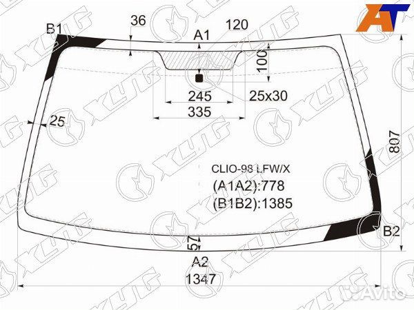 Стекло лобовое renault clio