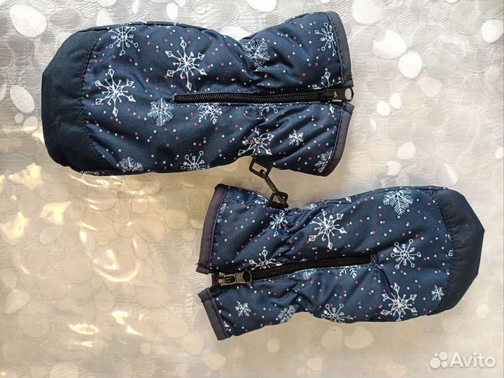 Новые Варежки демисезонная синие 2 размер