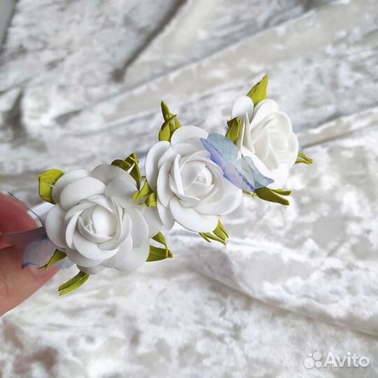 Ободок ручной работы с розочками