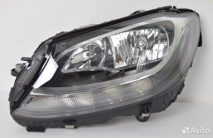 W205 14. Фара левая с регулировочным мотором диодная внутри черная (Depo)