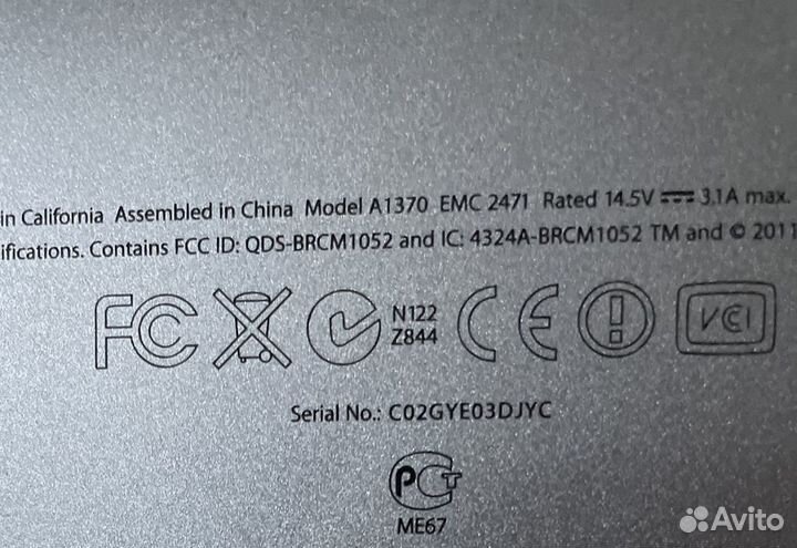 Макбук A1370 процессор i5