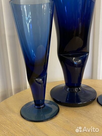 Штоф декандер с бокалами Мачнев кобальтовое стекло