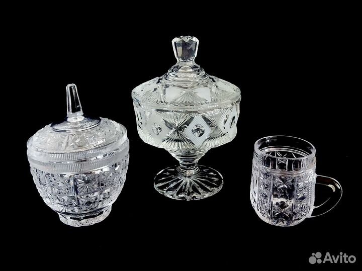 Хрусталь Конфетница Сахарница с крышкой Бокал СССР