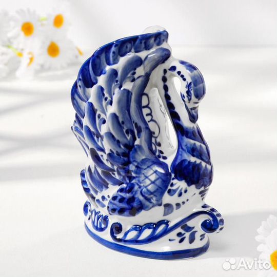 Салфетница 'Лебедь', гжель