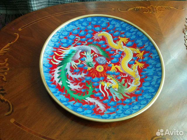 Большое блюдо клуазоне эмаль