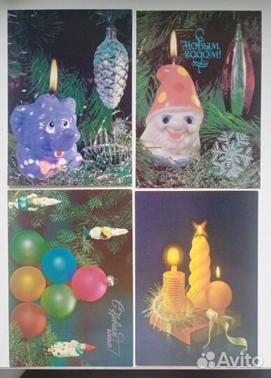 С Новым годом (открытки СССР чистые)