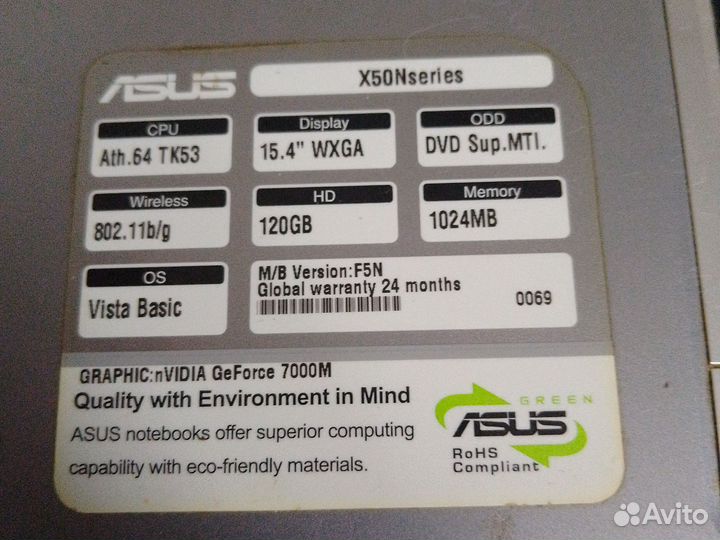 Ноутбук asus на запчасти