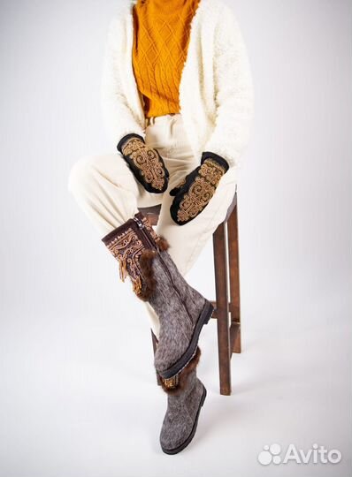 Варежки норковые женские