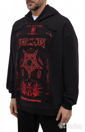 Vetements Hardcore Patch Logo Hoodie Редкая