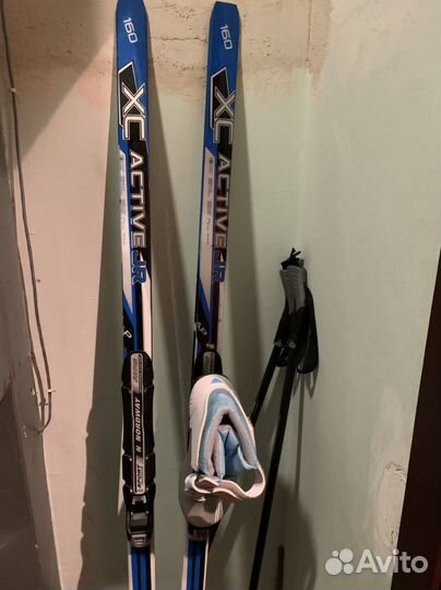 Лыжи беговые nordway 160, палки, ботинки 2 шт