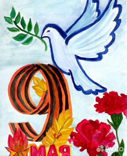 Рисунок в детский сад, школу, мобилизованным