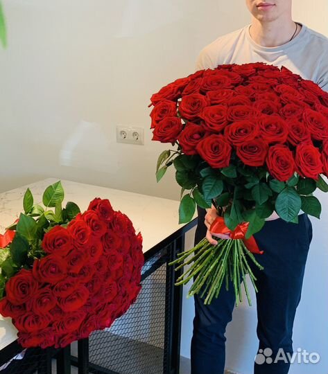 Красные розы. Букет роз. 101 роза 51 роза 35 роз