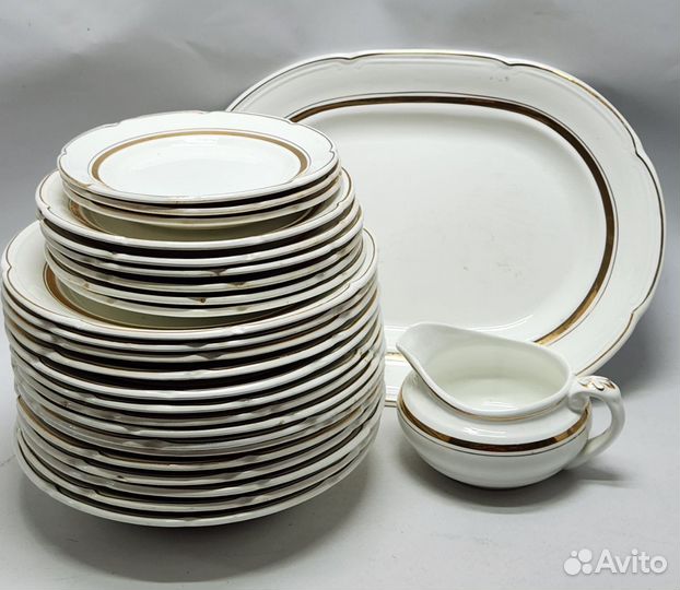 Столовый сервиз 29 предметов зик белый с золотым