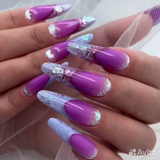 Маникюр, Выкладной френч, Наращивание ногтей