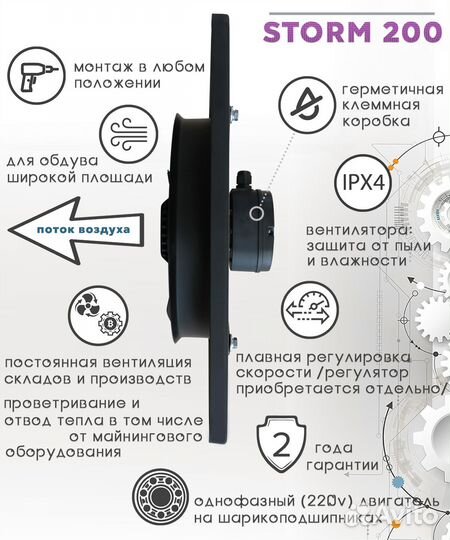 Вентилятор осевой storm YWF2E 200