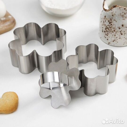 Набор форм для выкладки с прессом «Клевер», 3 шт