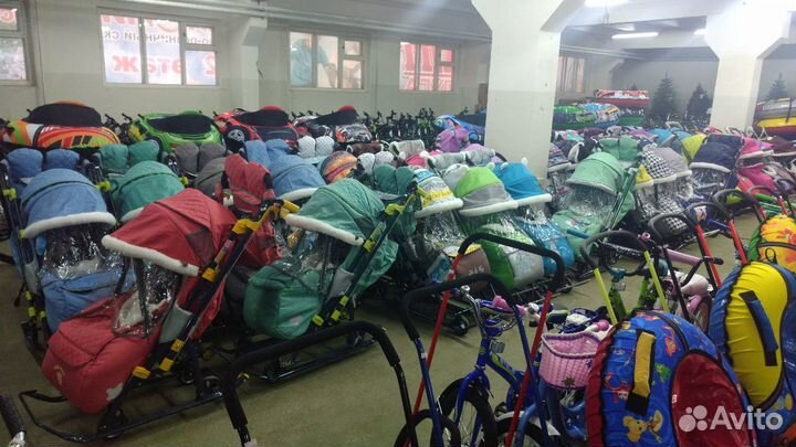 Санки коляска с большими колесами