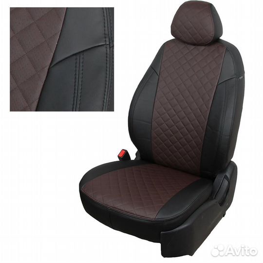 Чехлы из экокожи Skoda Yeti с 13г чер+шоколад Ромб