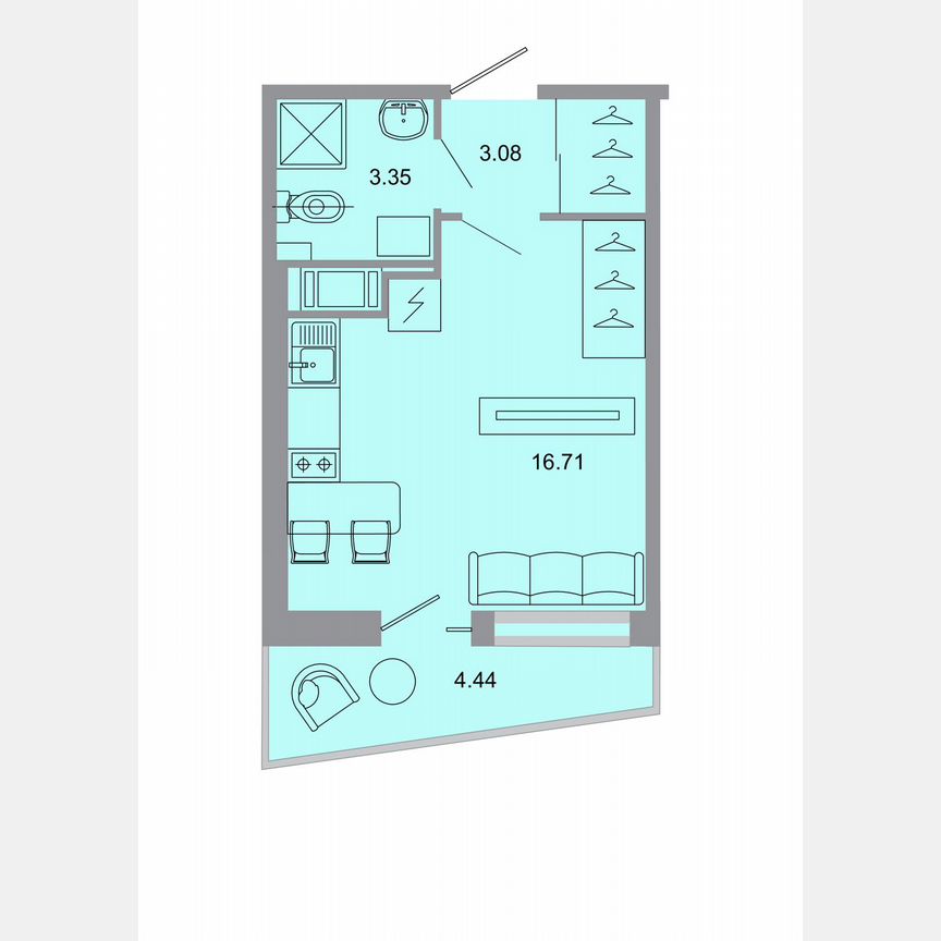 Квартира-студия, 23,8 м², 5/15 эт.