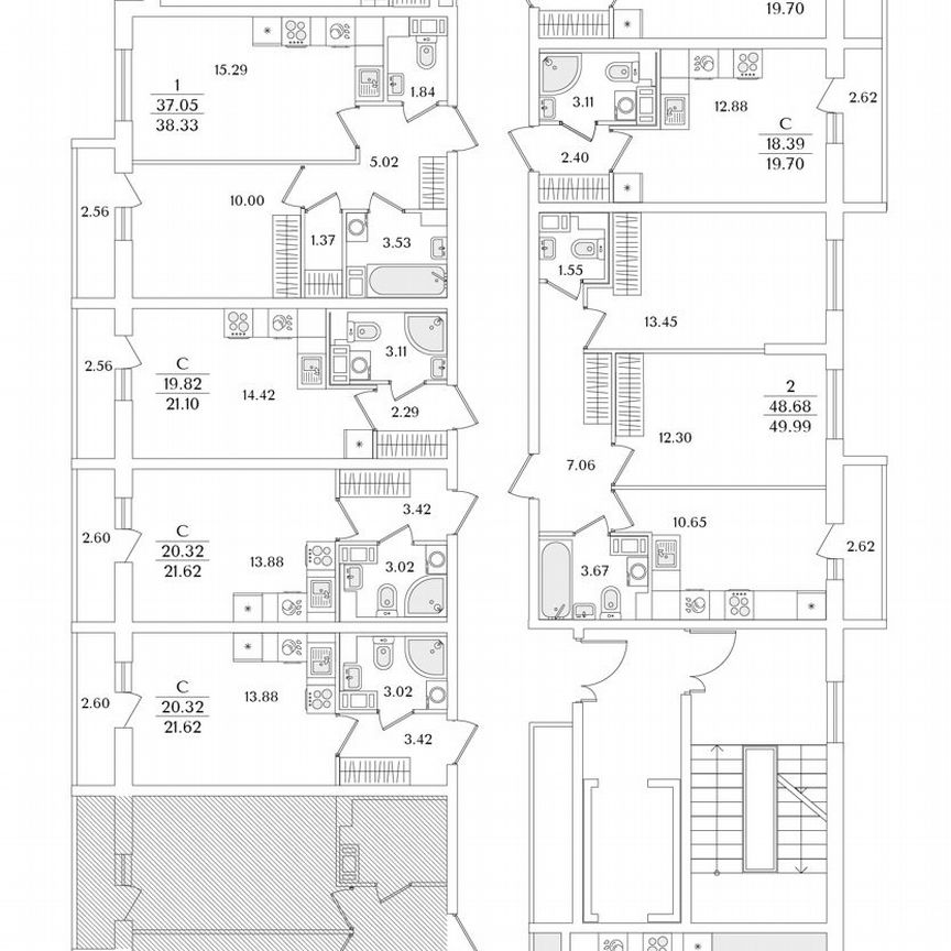 2-к. квартира, 55,8 м², 5/9 эт.