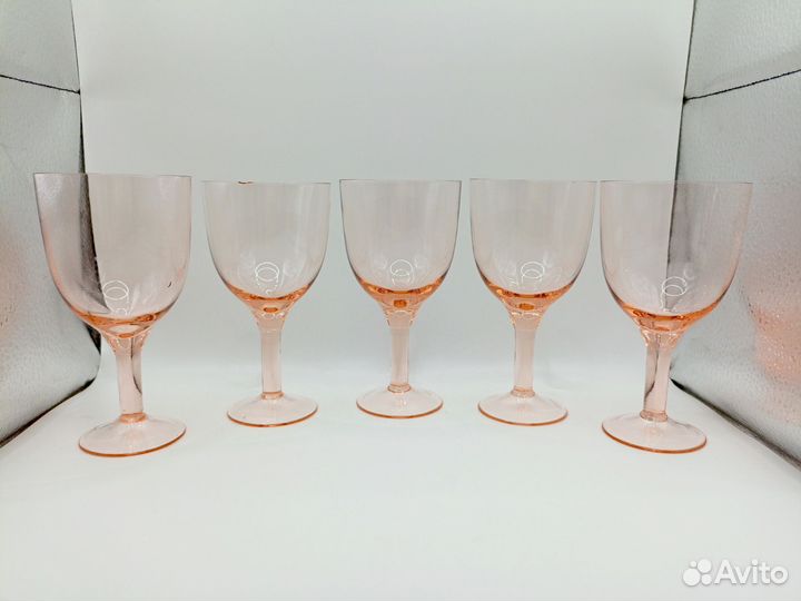 Бокалы Фужеры Розовое Цветное Стекло СССР Винтаж