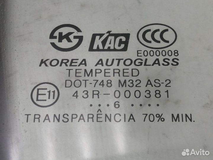 Стекло двери (форточка) заднее правое Hyundai