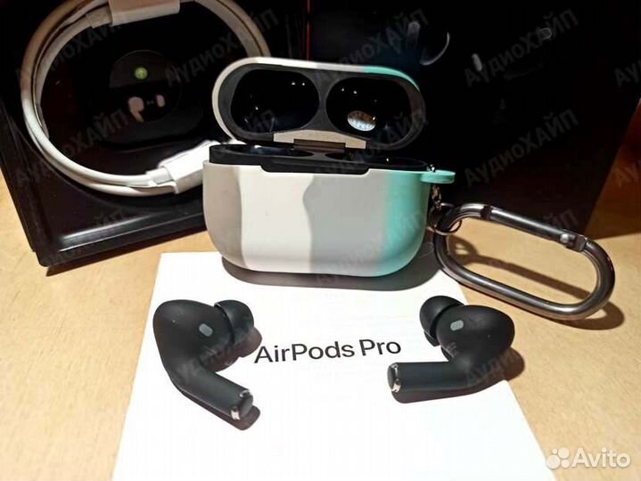 Airpods Pro Черные Комплект с Чехлом В Полоску