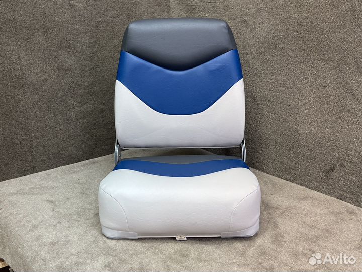 Кресло мягкое складное морской винил бел/син/сер