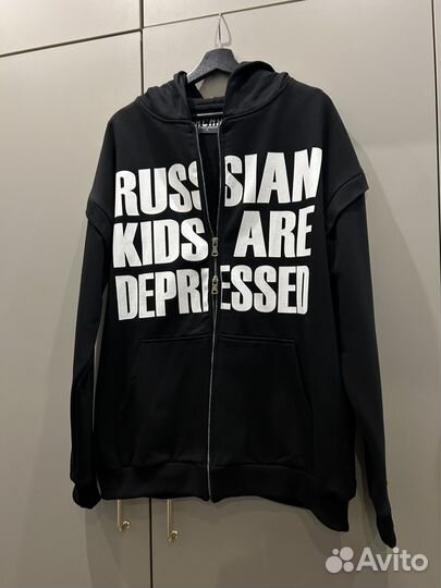Черное Зип Худи X Depression xcnx Россия Russia