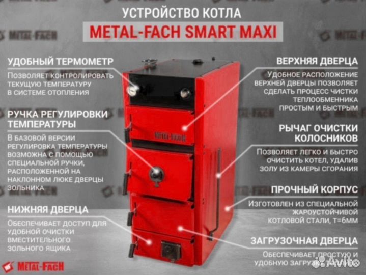 Угольный котел Metal-Fach maxi 15кВт