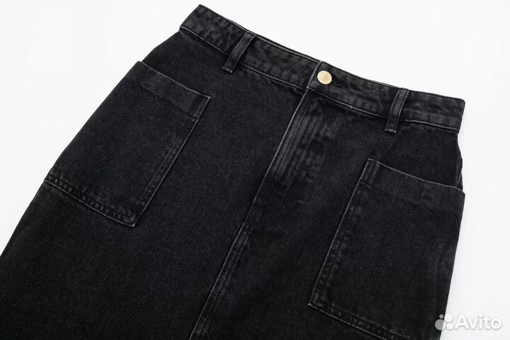 Новая Джинсовая юбка макси с разрезом 44-46