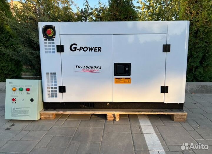 Дизельный генератор 15 kW G-power трехфазный DG180