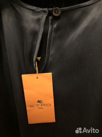 Блуза шелковая etro 46 графитовый цвет