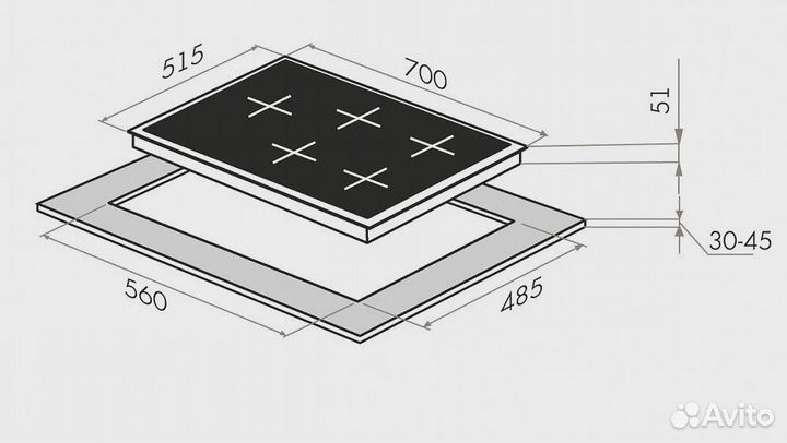Газовая варочная панель Maunfeld белая 5 конфорок