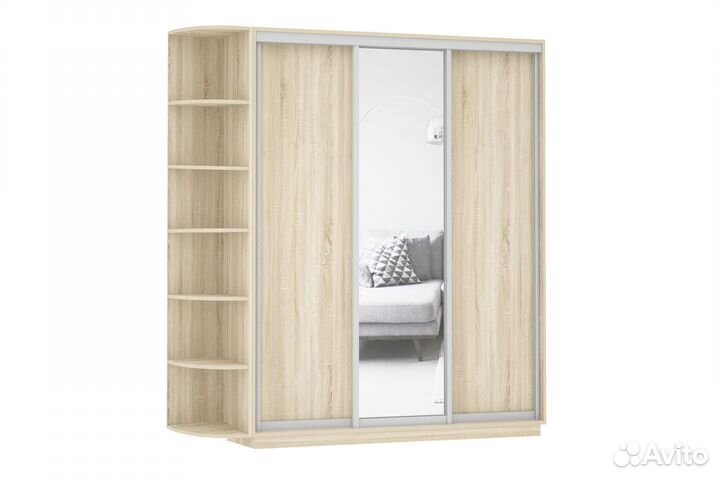 Шкаф купе 2100/2400/600, с зеркалом, сонома