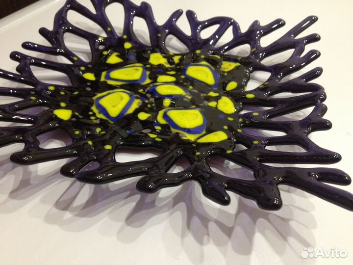 Блюдо ручной работы из стекла, продажа от автора