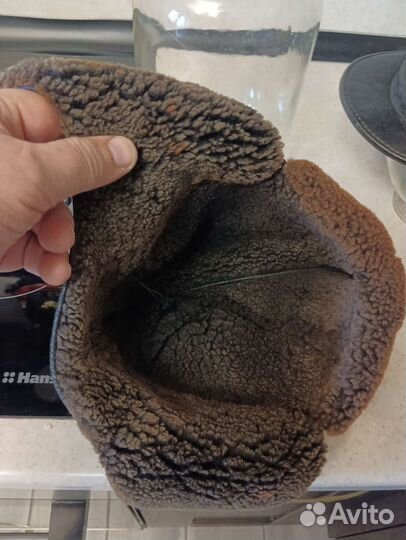 Мужская кожаная шапка,размер 52-54