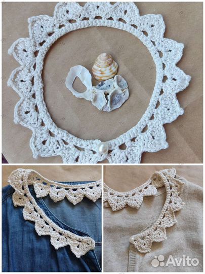 Вязаные ажурные воротнички