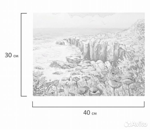 Холст на картоне с контуром 