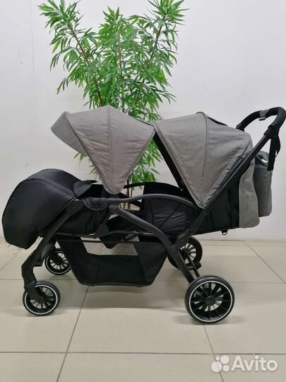 Новая коляска для двойни Luxmom T19 (серый)