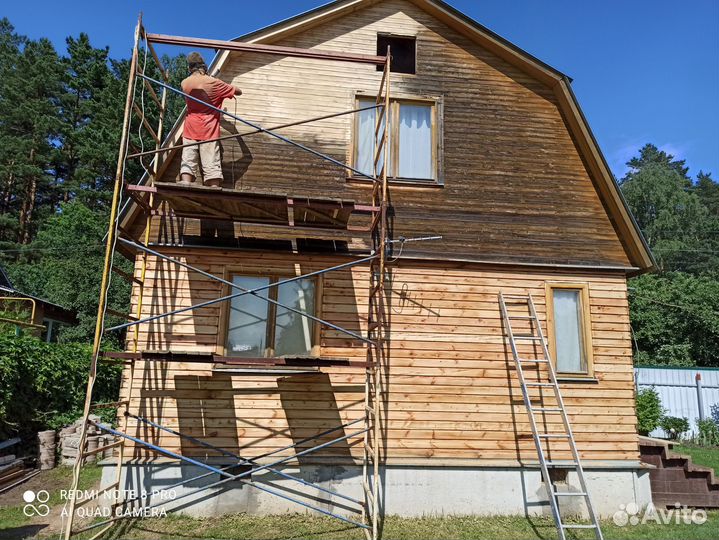 Шлифовка покраска обработка сруба