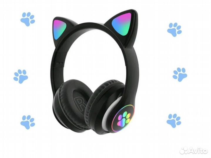 Наушники чёрные с ушками детские