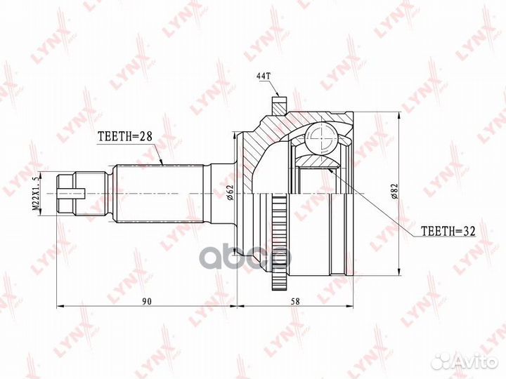 ШРУС наружный перед прав/лев CO5101A lynxauto