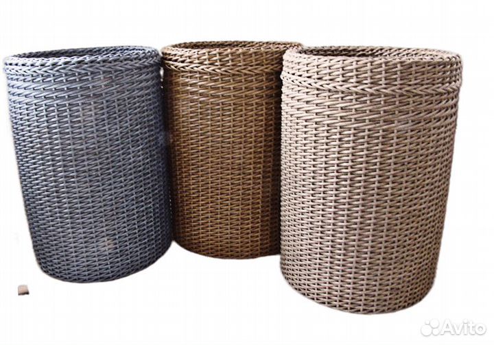 Кашпо для цветов из полиротанга цилиндр 20 литров