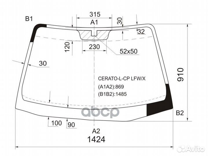 Стекло лобовое Kia Cerato 04-09 cerato-L-CP LFW/X