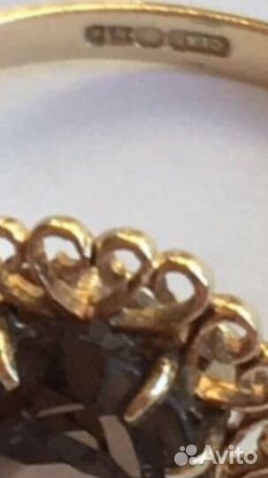 Старинное кольцо золото Аглия цитрин