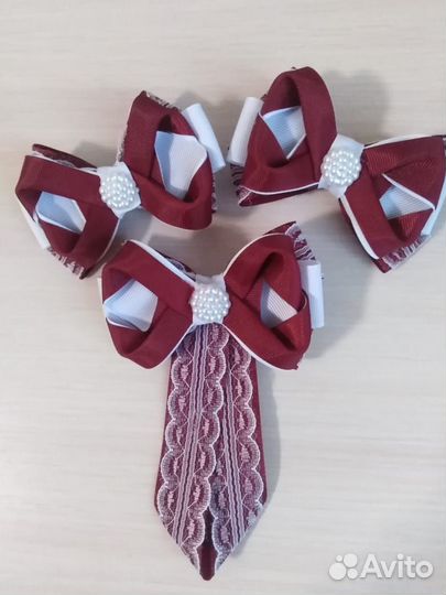 Бантики заколки резиночки галстук брошь для школы