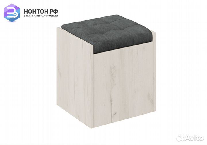 Пуф Форест дуб крафт белый / велюр серый